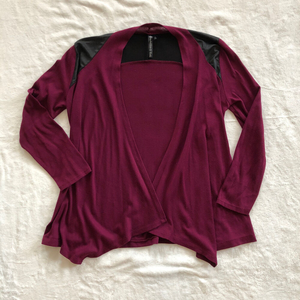 Allie & Rob Women's Maroon Black Cardigan Size Small